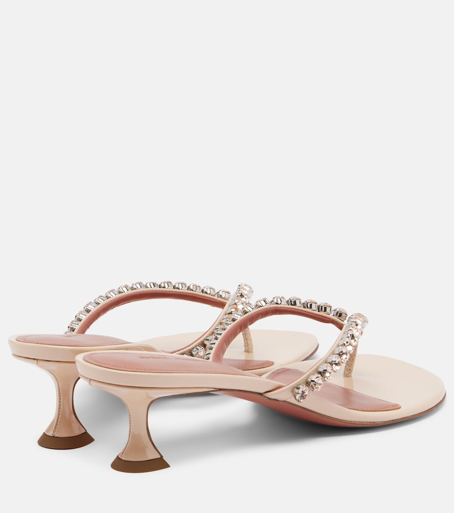 Gigi Embellished Leather Thong Sandals