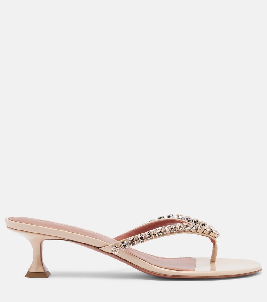 Gigi Embellished Leather Thong Sandals