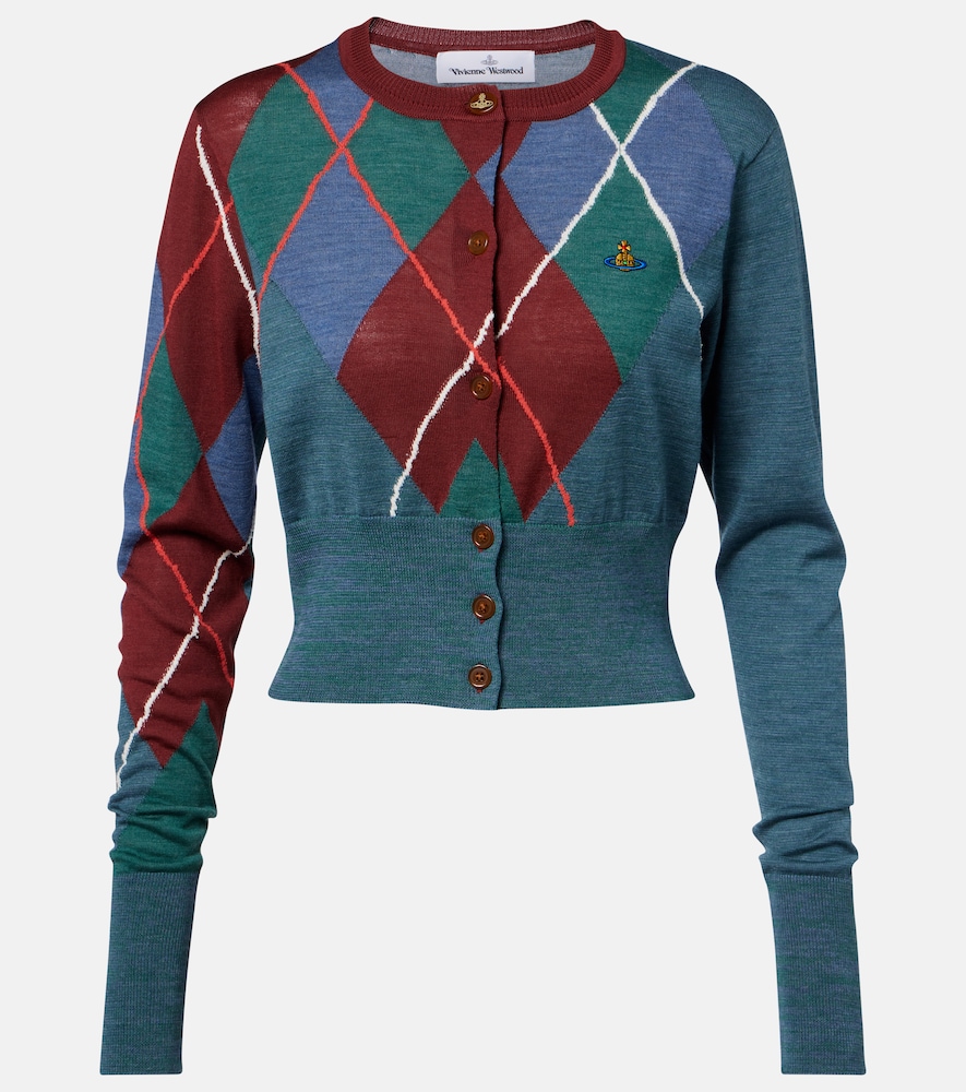 Vivienne Westwood Argyle Wool And Cotton Cardigan In Blue