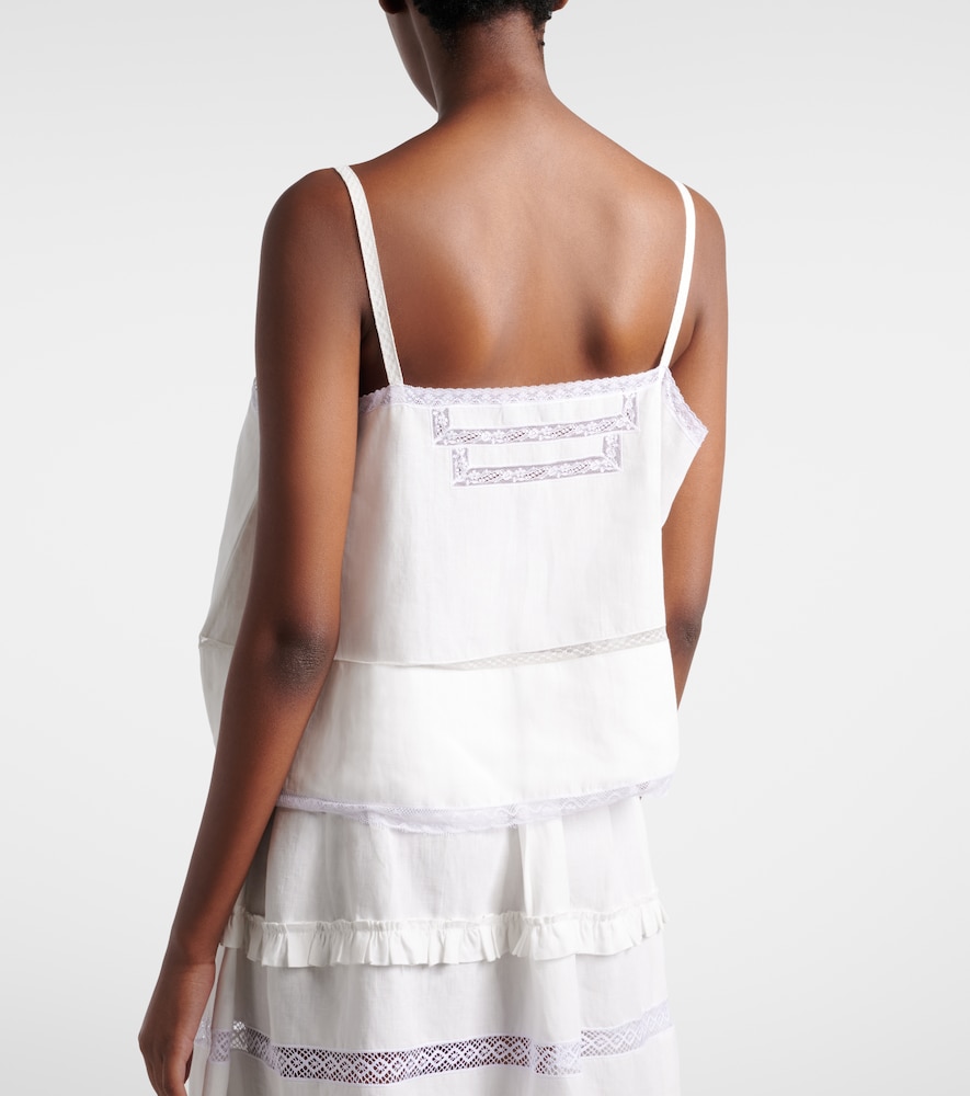  Prada Prada Top Aus Leinen Mit Spitze 