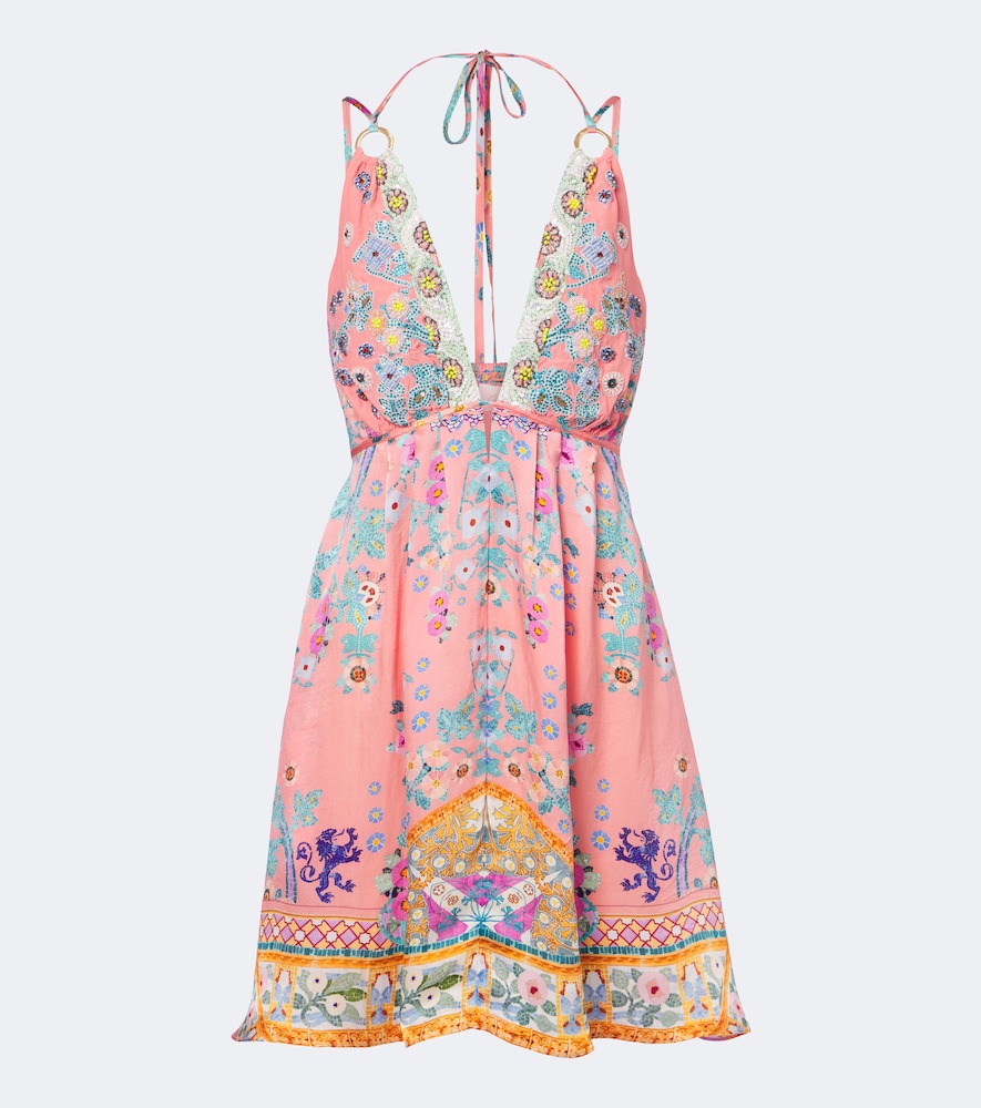 Verziertes Minikleid aus Seide