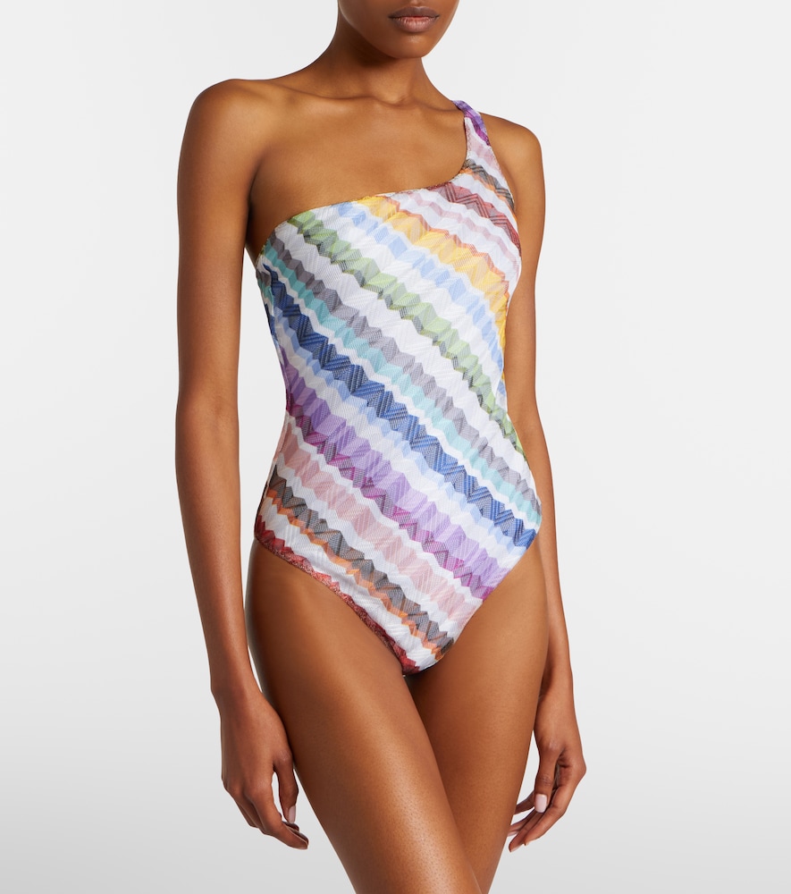 Zigzag One-Shoulder Swimsuit