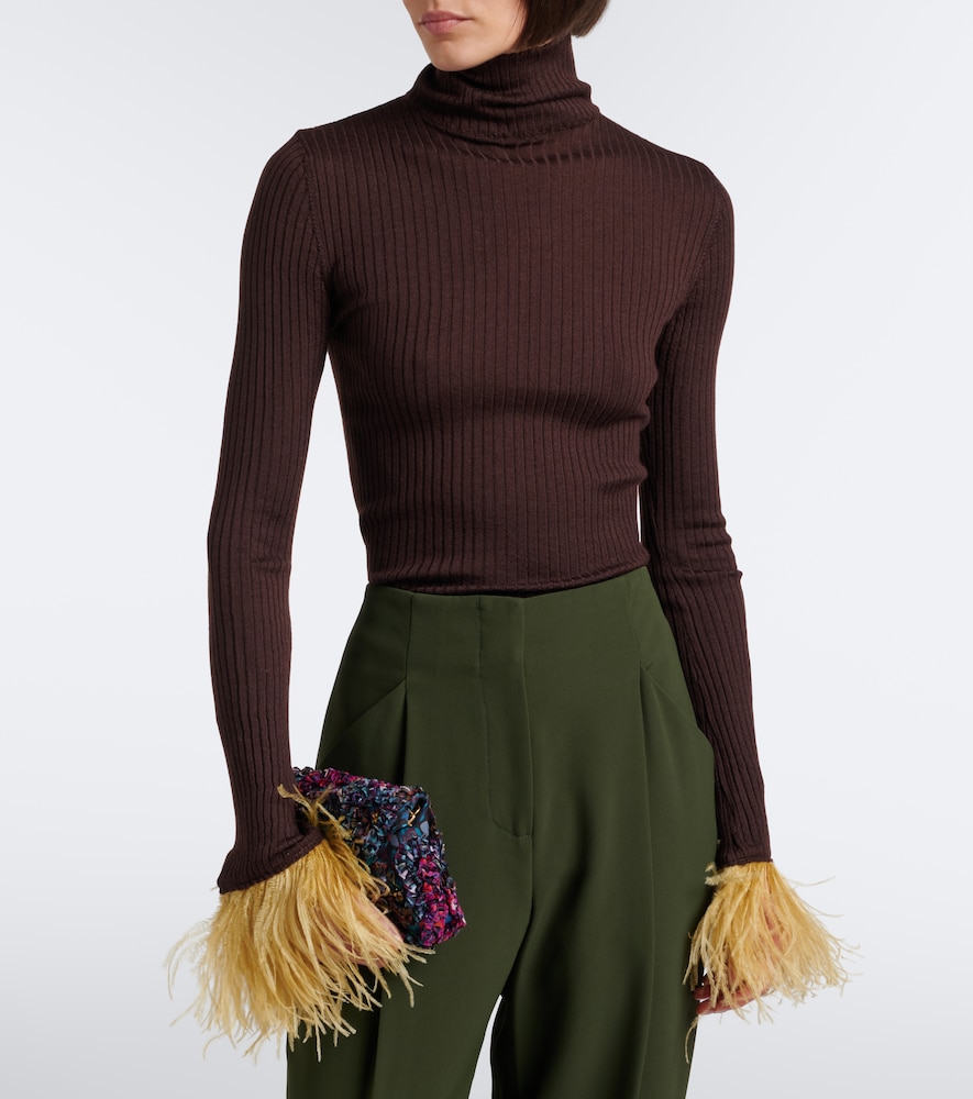 Feather-Trimmed Cashmere And Top