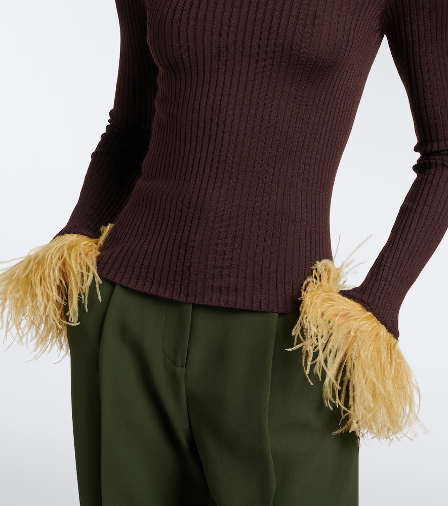 Feather-Trimmed Cashmere And Top