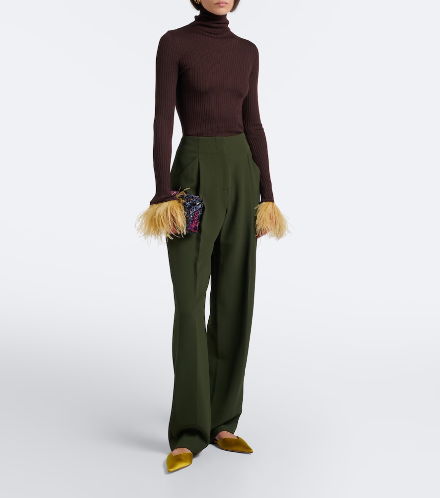 Feather-Trimmed Cashmere And Top