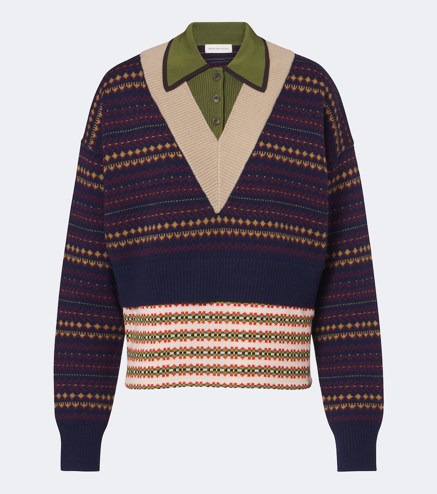 Wool-Blend Polo Sweater