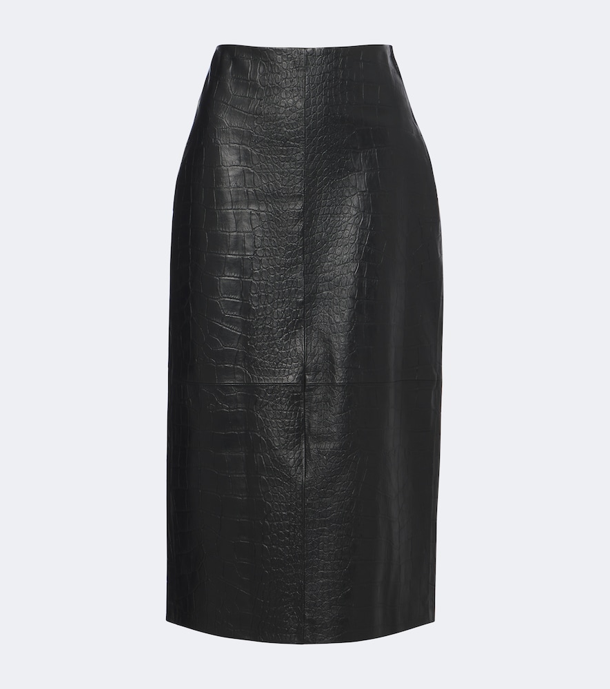 Meeka Croc-Effect Leather Pencil Skirt