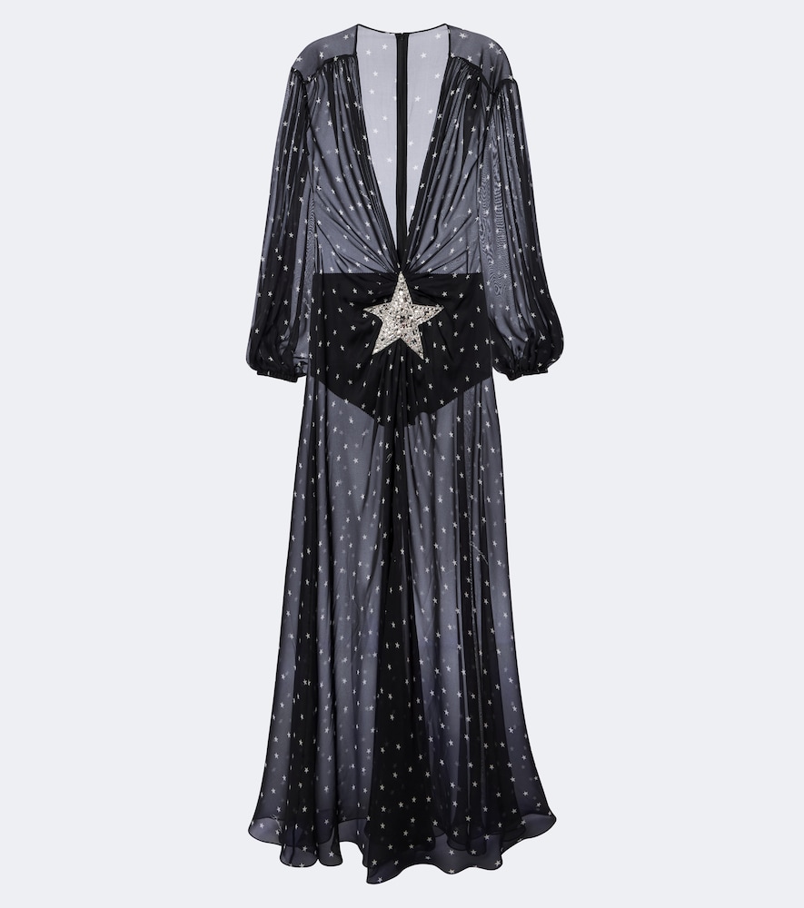 Verziertes Maxikleid aus Seidenchiffon