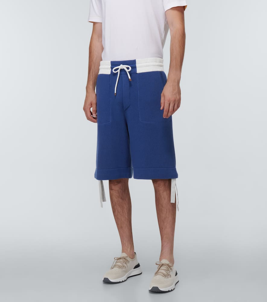 Shop Brunello Cucinelli Cotton Bermuda Shorts In Oltremare+nebbia