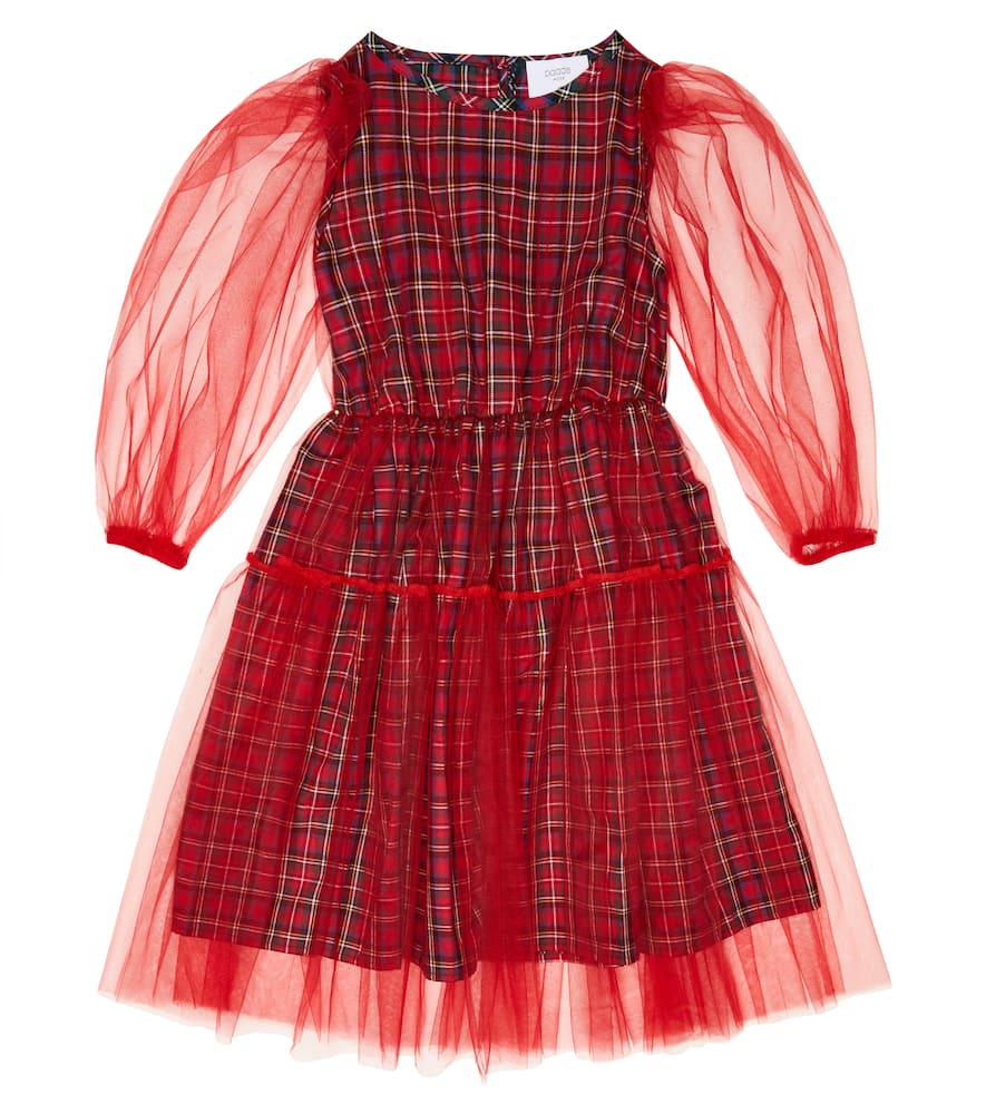 Paade Mode Tulle-trimmed checked cotton dress