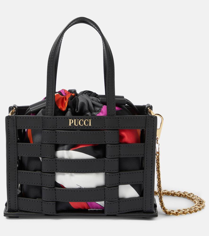 Pucci Cage Mini leather and silk tote bag