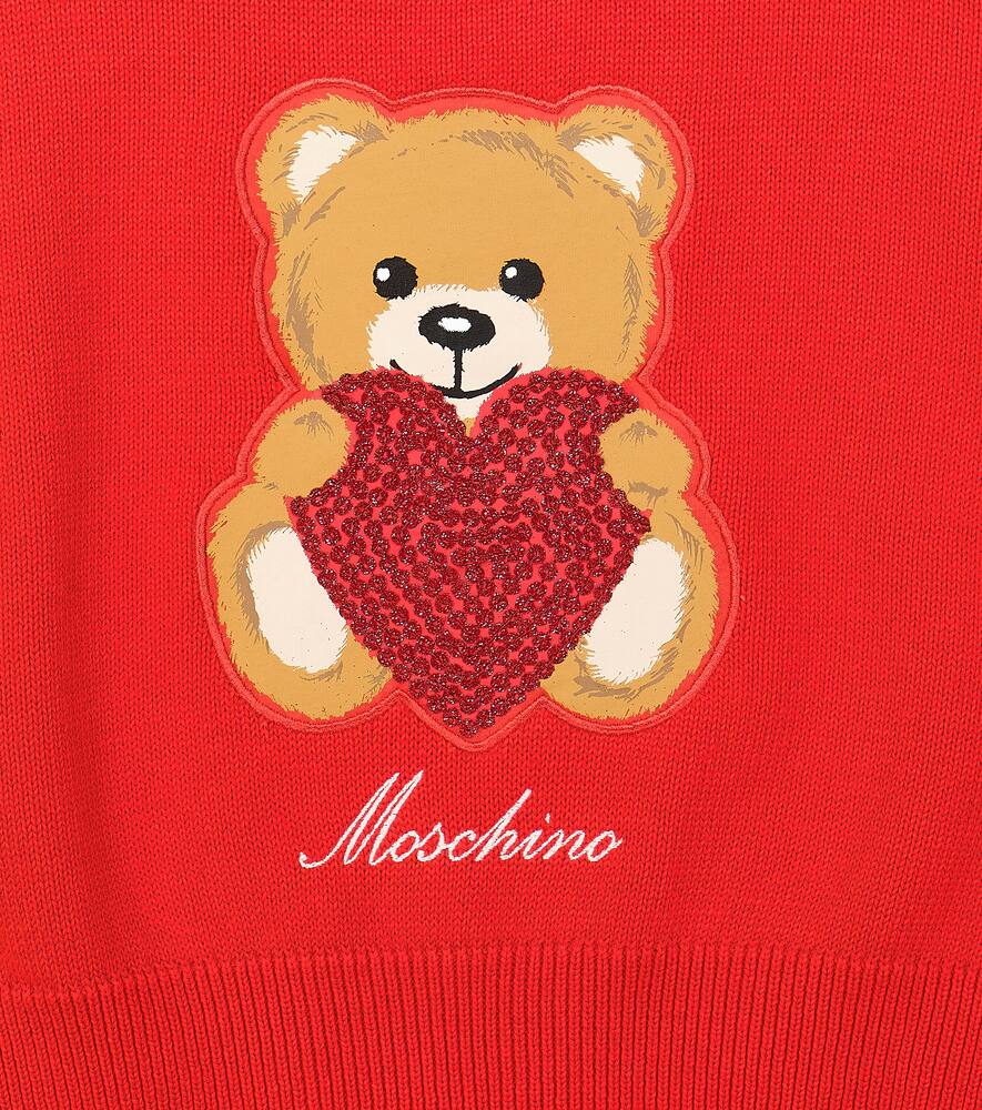 Shop Moschino Teddy Bear Cotton And Wool Sweater In Red