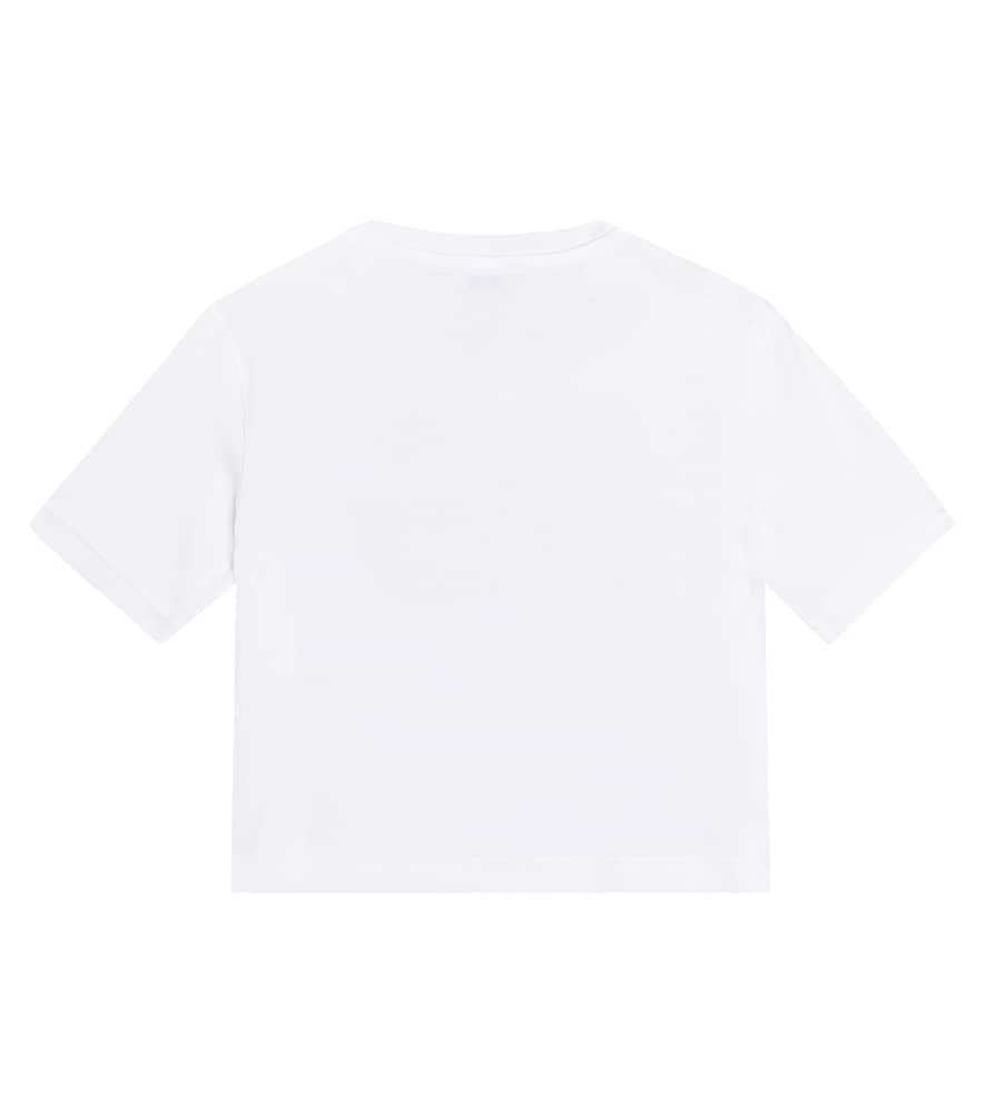 Dolce & Gabbana Girl's Rhinestone Embellished Interlocked Logo-print T-shirt In White