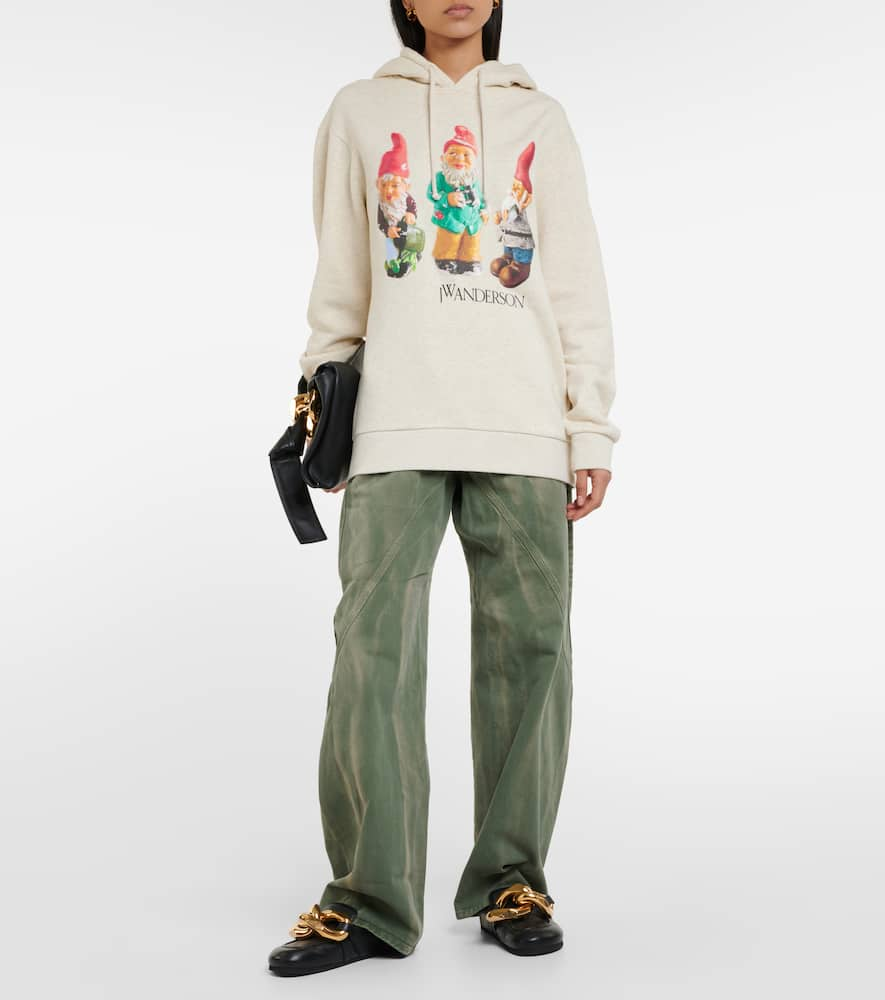 Shop Jw Anderson Gnome Trio Cotton Hoodie In Beige