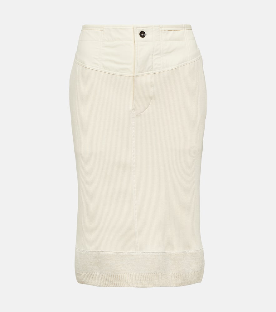 Bottega Veneta Ribbed-knit cotton jersey midi skirt