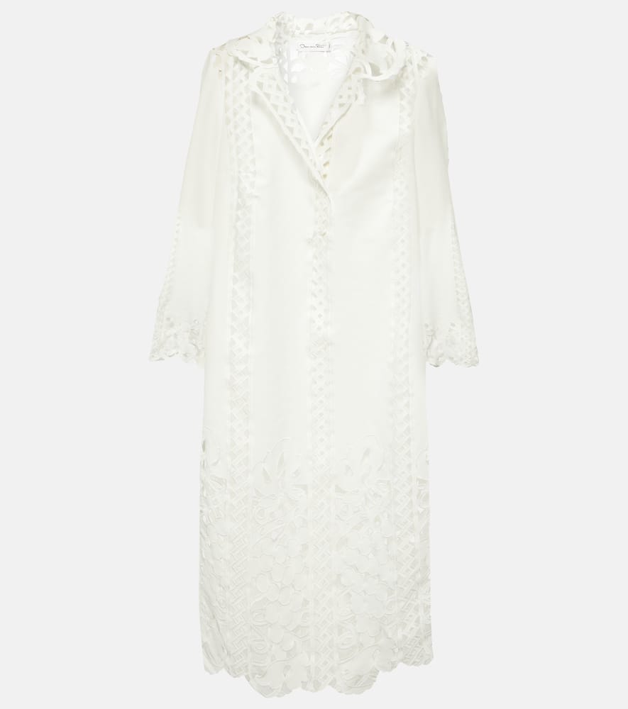 Oscar de la Renta Floral trellis guipure lace-trimmed tunic