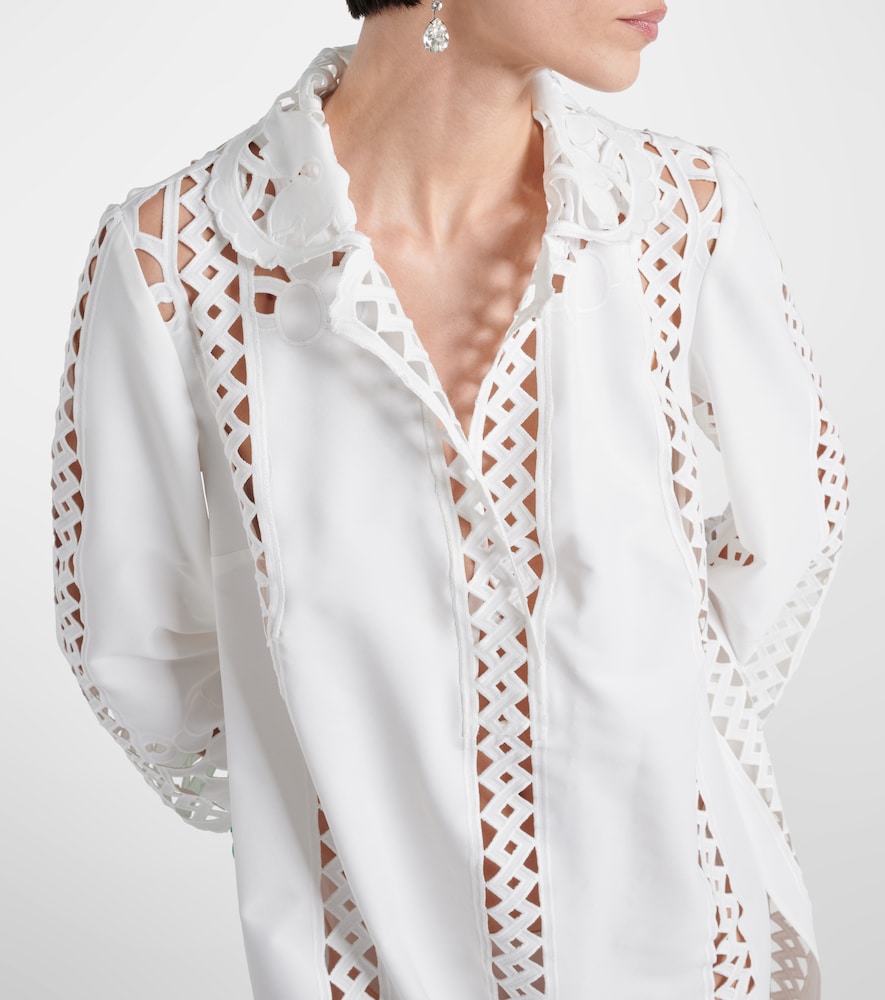 Floral Trellis Guipure Lace-Trimmed Tunic