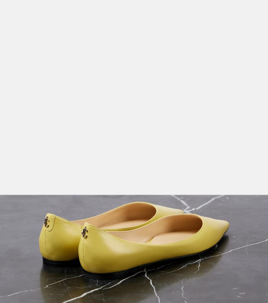 Jimmy Choo Love Leather Ballet Flats In Yellow