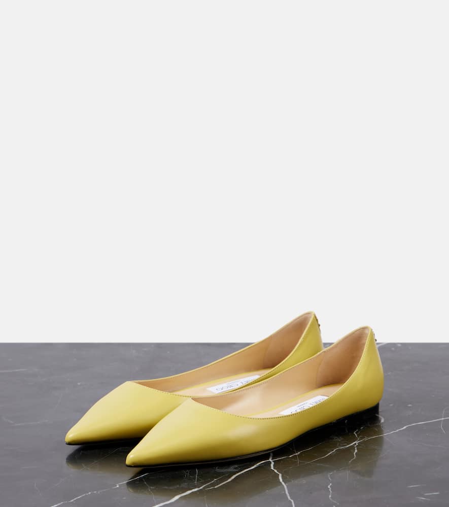 Jimmy Choo Love Leather Ballet Flats In Yellow