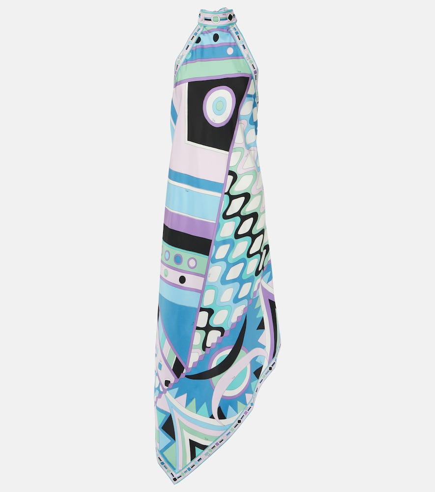 Pucci Vivara-print Halterneck Silk Dress In Multicoloured
