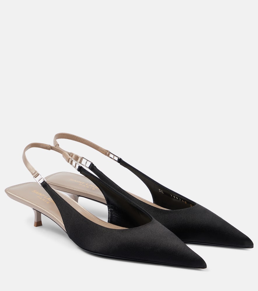 Saint Laurent Cherish 30 satin crepe slingback pumps