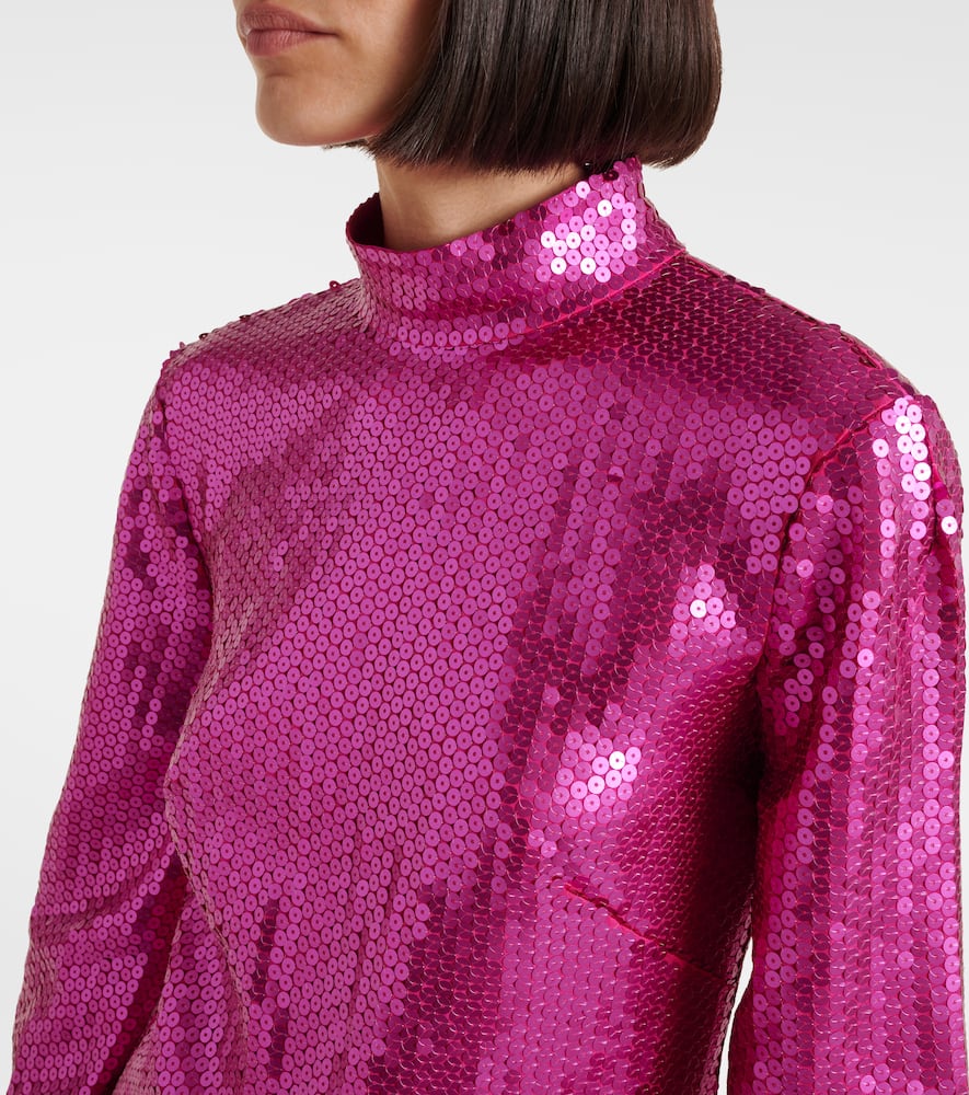 Taller Marmo Gina Sequined Feather-trimmed Minidress In Pink