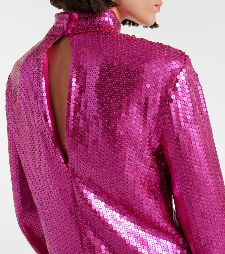 Taller Marmo Gina Sequined Feather-trimmed Minidress In Pink