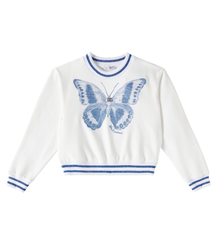Dolce & Gabbana Sweatshirt Dg Aus Baumwoll-jersey In Weiss