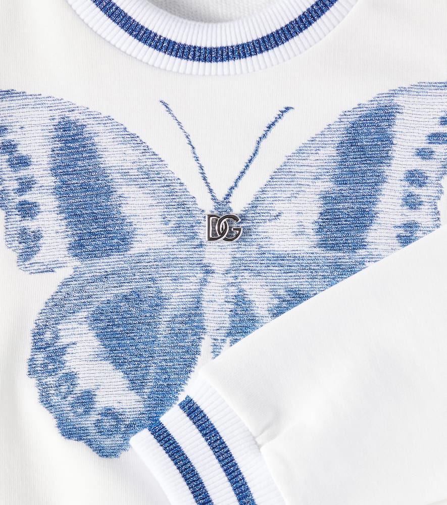 Dolce & Gabbana Sweatshirt Dg Aus Baumwoll-jersey In Weiss