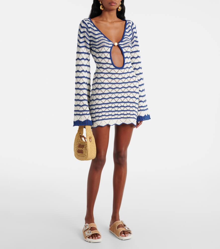 BANANHOT REY STRIPED CROCHET BEACH DRESS