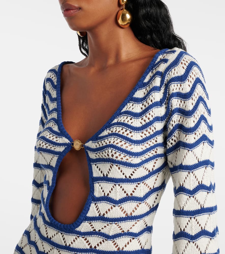 BANANHOT REY STRIPED CROCHET BEACH DRESS