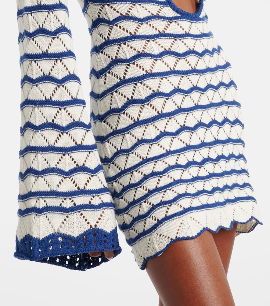 BANANHOT REY STRIPED CROCHET BEACH DRESS