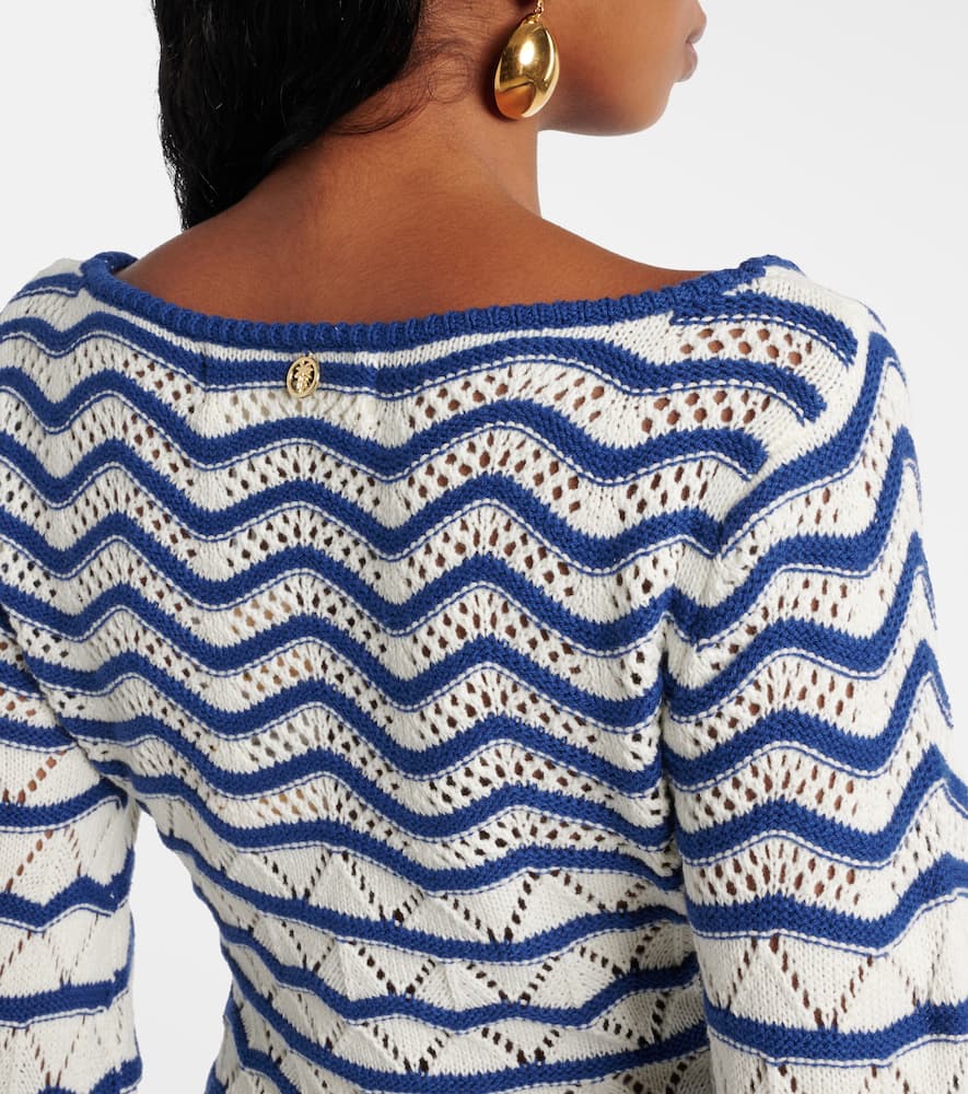 BANANHOT REY STRIPED CROCHET BEACH DRESS