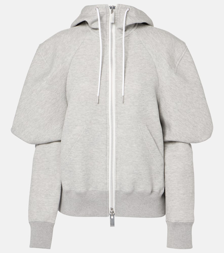 Cotton-blend jersey zip-up hoodie