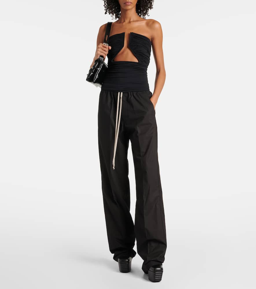 Rick Owens Dietrich Drawstring Crêpe Cady Straight Pants In Black