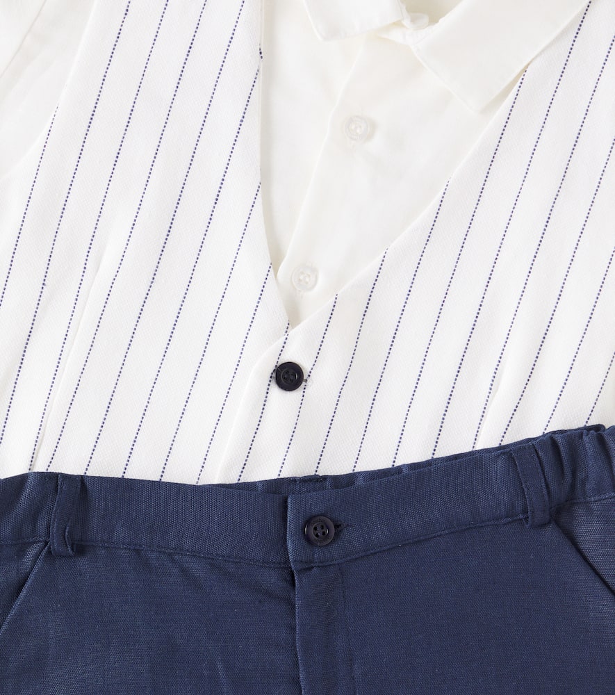 Patachou Linen And Cotton Shirt And Pants Set In Multicoloured