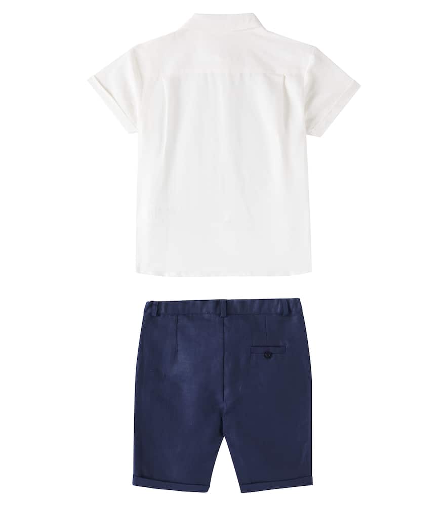 Patachou Linen And Cotton Shirt And Pants Set In Multicoloured