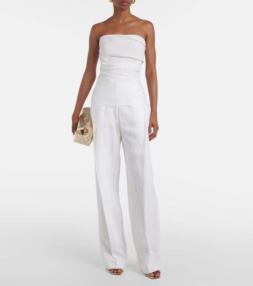 Shop Tove Izel Draped Linen Top In White