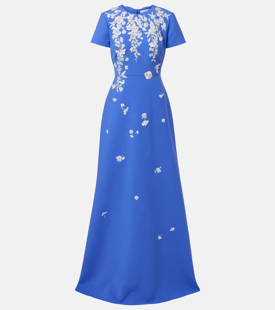 Embroidered crêpe gown