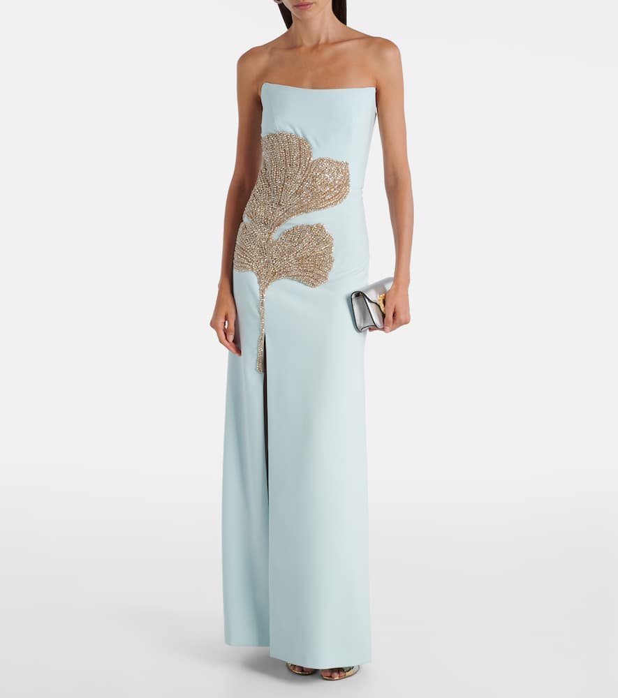 Costarellos Faranna Crystal-embellished Crêpe Gown In Blue