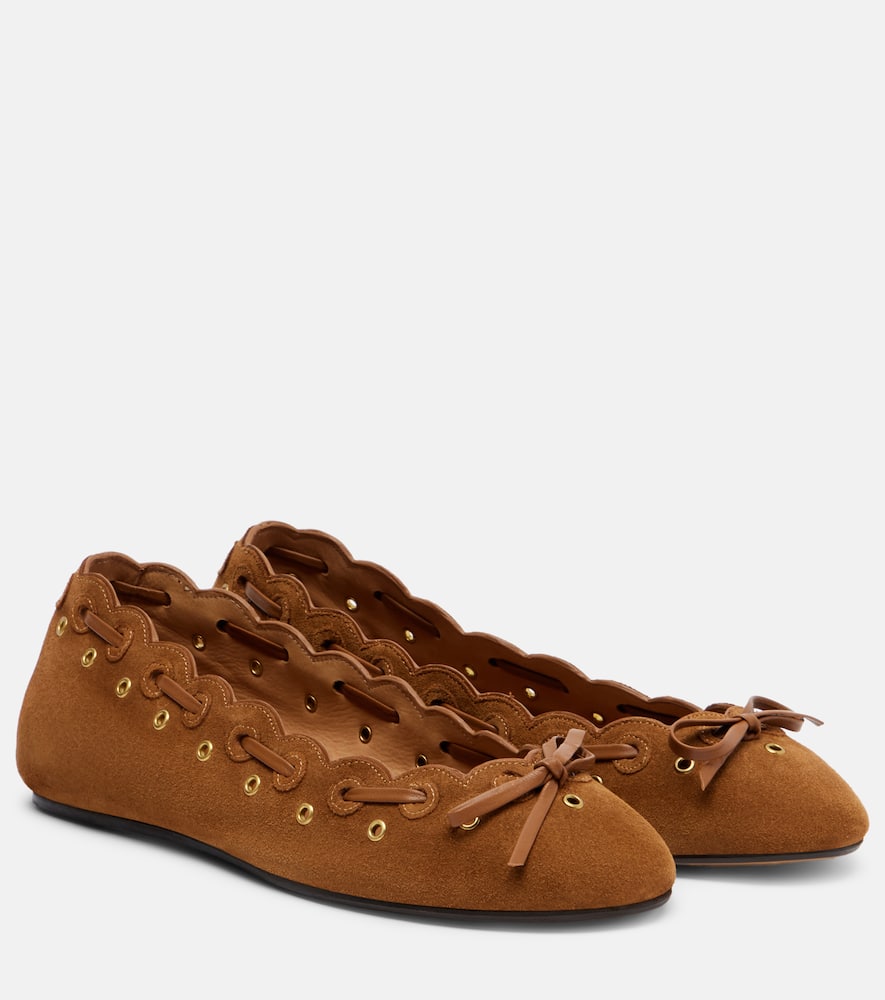 Balfy bow-detail suede ballet flats