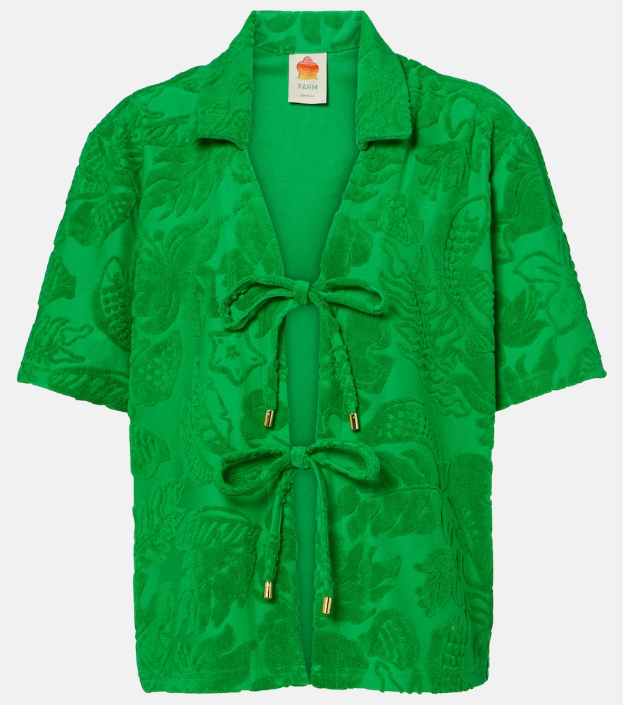 Floral cotton-blend terry shirt