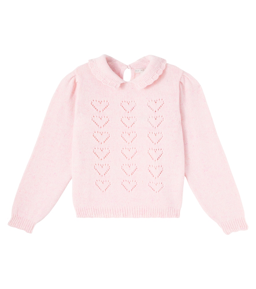 Bebe Organic Monna Pointelle Wool-blend Sweater In Pink