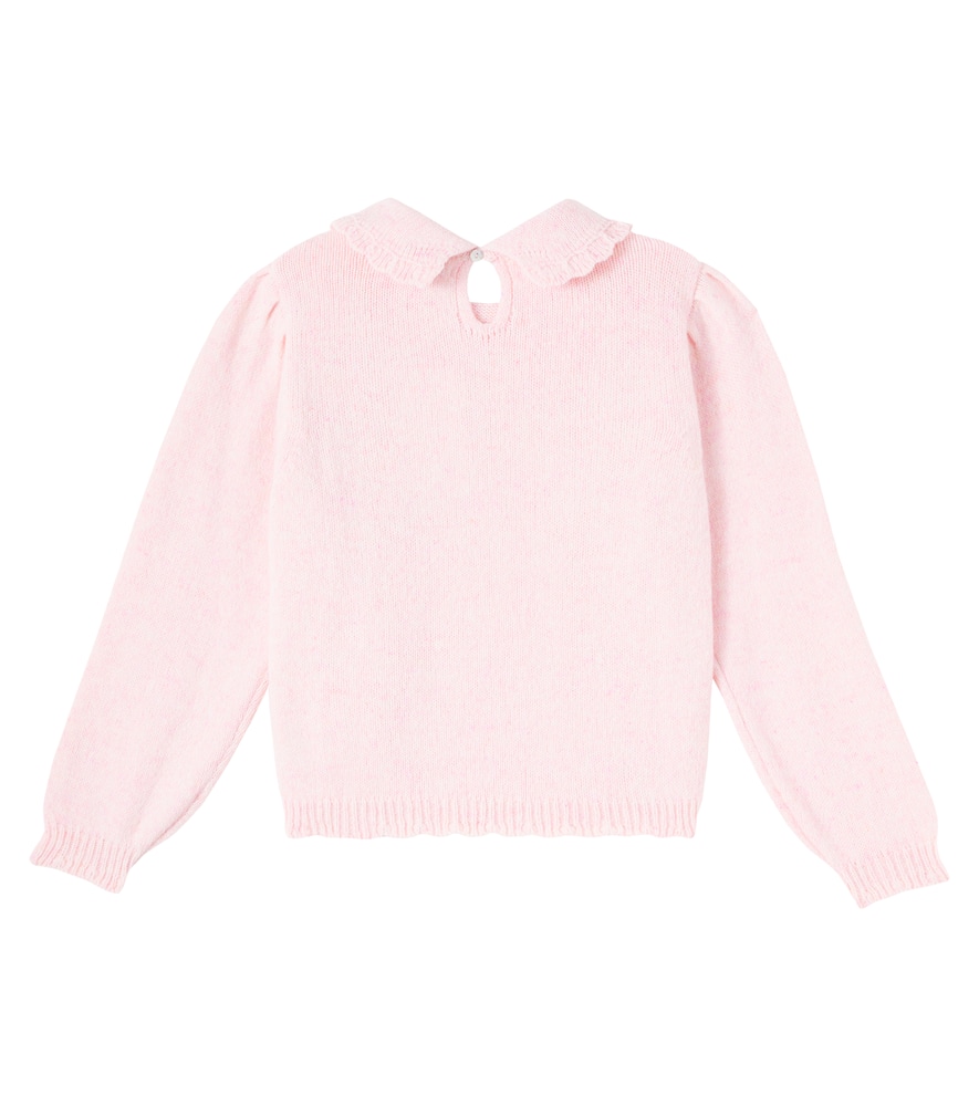 Bebe Organic Monna Pointelle Wool-blend Sweater In Pink