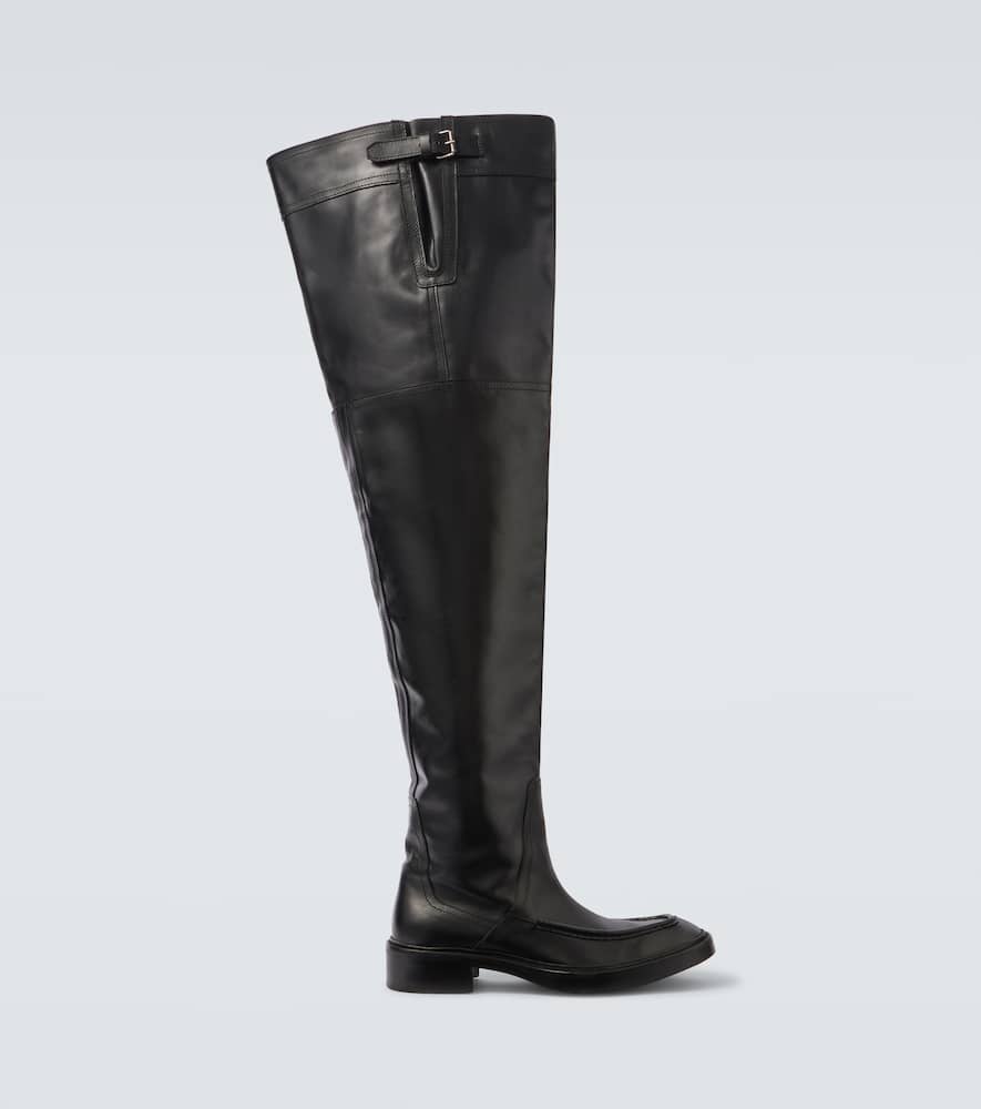 Saint Laurent Joe Leather Over-the-knee Boots In Black