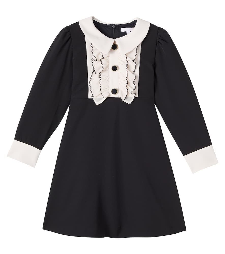 Patachou Ruffled Twill Dress In Black