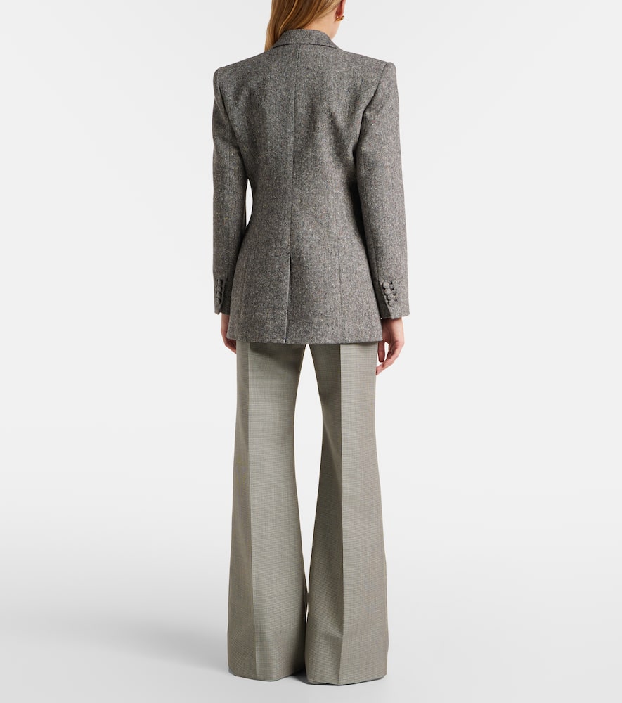 Valentino Double-breasted Natte Buttoned Blazer In Gray