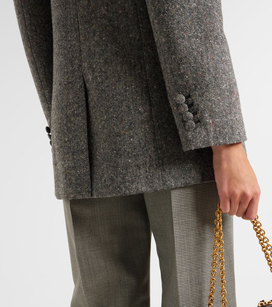 Valentino Double-breasted Natte Buttoned Blazer In Gray