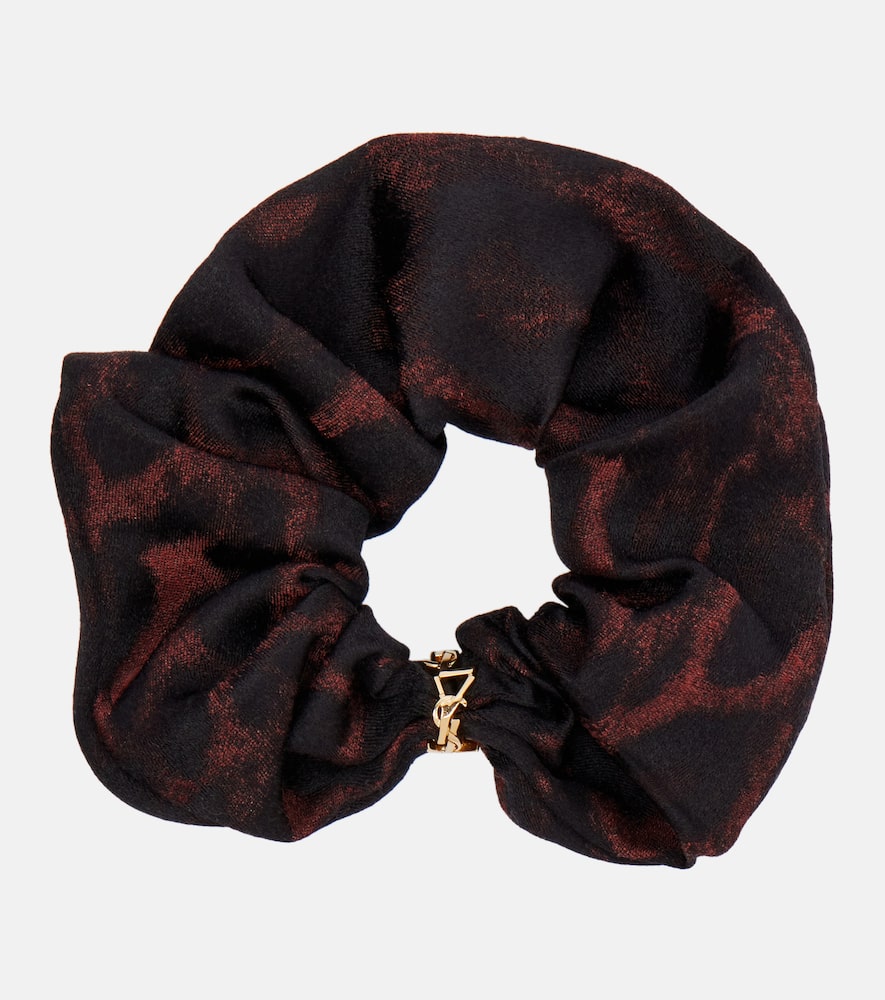 Printed silk and cashmere scrunchie