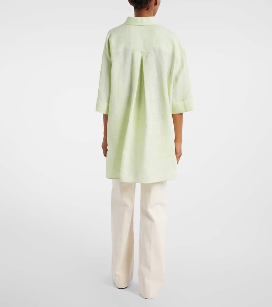 Valentino Oversized Linen Polo Shirt In Green